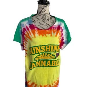 Sunshine Cannabis Men’s Size Large T-Shirt Tie-Dye Pullover Y2K Hippie